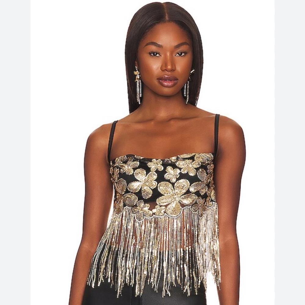 For Love And Lemons Colette Sequin Crop Top